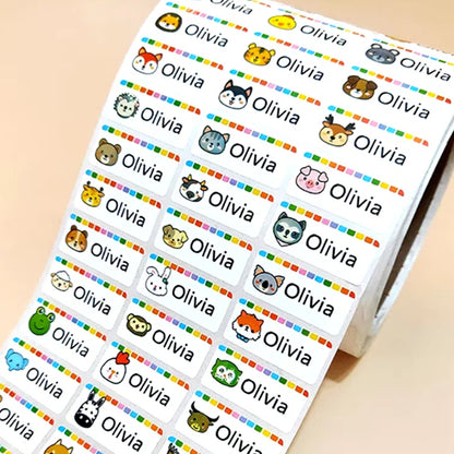 Rainbow Animals Personalized Name Stickers