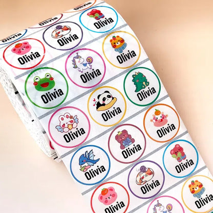 Round Animal Personalized Name Stickers(Size 30mmx30mm)